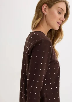 Langarmshirt mit Strass-Applikation|bonprix Outlet