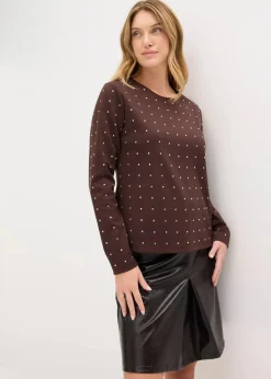 Langarmshirt mit Strass-Applikation|bonprix Outlet