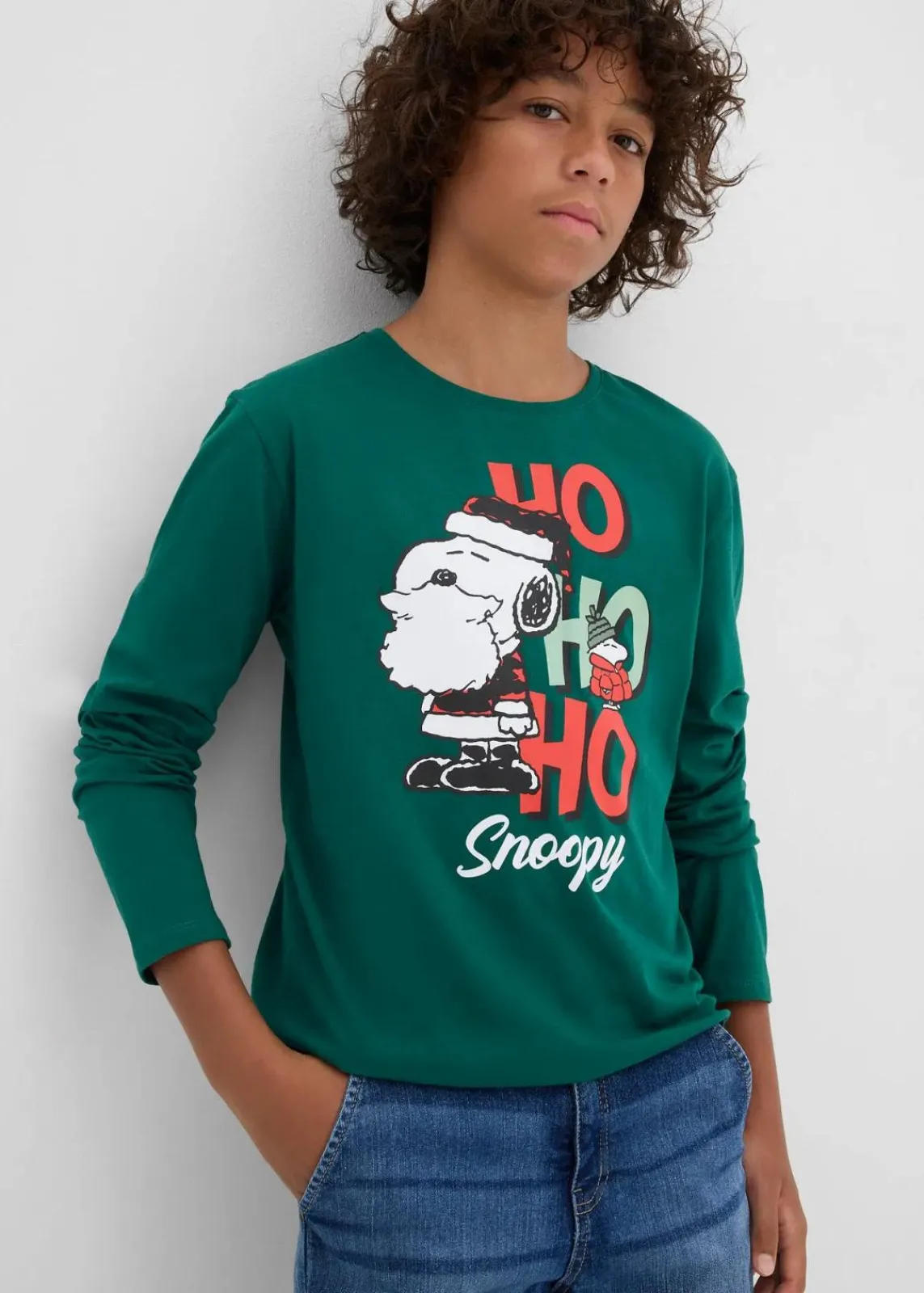 Langarmshirt Snoopy mit Weihnachtsmotiv aus reiner Baumwolle|Peanuts Clearance