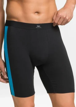bonprix Wäsche|Große Größen|Lange Boxershorts eng mit Baumwolle (2er Pack) schwarz + capriblau
