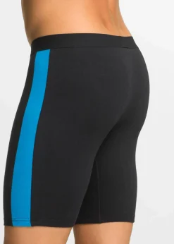 bonprix Wäsche|Große Größen|Lange Boxershorts eng mit Baumwolle (2er Pack) schwarz + capriblau