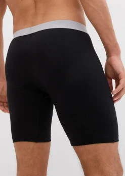 bonprix Boxershorts|Große Größen|Lange Boxershorts eng mit Baumwolle (3er Pack) schwarz