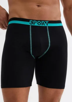 bonprix Boxershorts|Wäsche|Lange Boxershorts eng mit weicher Baumwolle (2er Pack) schwarz