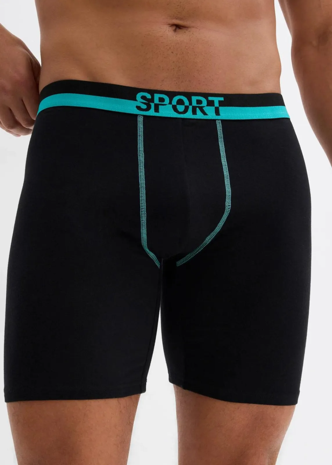 bonprix Boxershorts|Wäsche|Lange Boxershorts eng mit weicher Baumwolle (2er Pack) schwarz