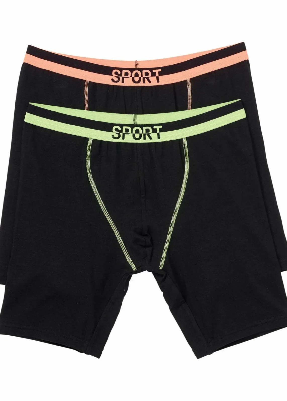 bonprix Boxershorts|Große Größen|Lange Boxershorts eng mit Baumwolle (2er Pack) schwarz + neon