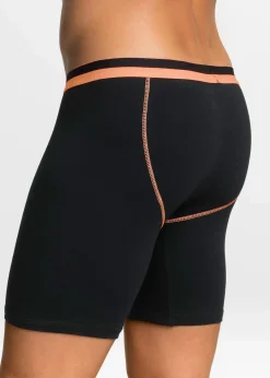 bonprix Boxershorts|Große Größen|Lange Boxershorts eng mit Baumwolle (2er Pack) schwarz + neon