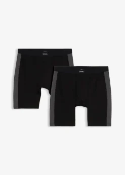 bonprix Boxershorts|Große Größen|Lange Boxershorts eng mit Baumwolle (2er Pack) schwarz/anthrazit meliert