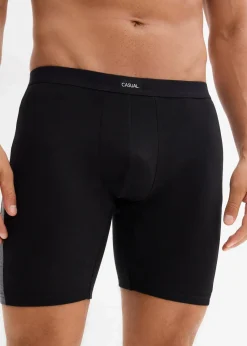 bonprix Boxershorts|Große Größen|Lange Boxershorts eng mit Baumwolle (2er Pack) schwarz/anthrazit meliert