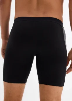 bonprix Boxershorts|Große Größen|Lange Boxershorts eng mit Baumwolle (2er Pack) schwarz/anthrazit meliert