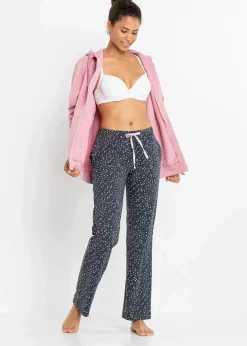 bonprix Wäsche·Nachtwäsche|Nachhaltigere Materialien|Lange Pyjamahose aus reiner Bio-Baumwolle (2er Pack) graublau gepunktet/puderrosa