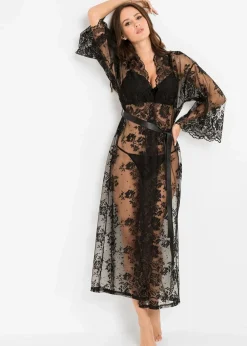 bonprix Wäsche·Dessous|Wäsche·Bademäntel|Langer Kimono schwarz