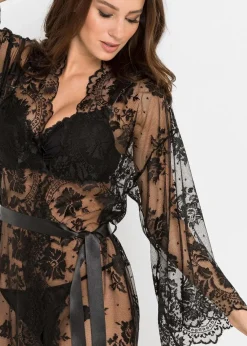 bonprix Wäsche·Dessous|Wäsche·Bademäntel|Langer Kimono schwarz
