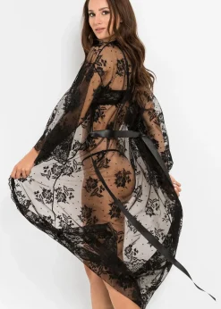 bonprix Wäsche·Dessous|Wäsche·Bademäntel|Langer Kimono schwarz