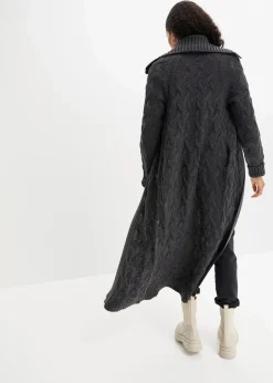 Langer Strickmantel aus Zopfstrick|bonprix Discount