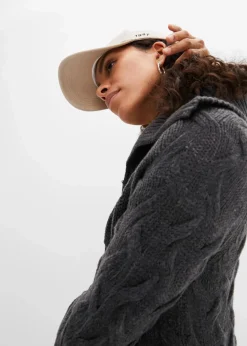 Langer Strickmantel aus Zopfstrick|bonprix Discount