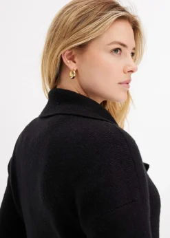 bonprix Bekleidung·Jeans|Pullover & Strickjacken|Langer Strickmantel im Loose Fit schwarz