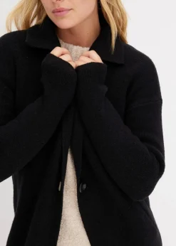 bonprix Bekleidung·Jeans|Pullover & Strickjacken|Langer Strickmantel im Loose Fit schwarz