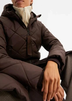 Langer, wattierter Steppmantel mit Kapuze|bonprix Online