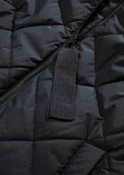 bonprix Bekleidung·Hosen|Nachhaltigere Materialien|Langer, wattierter Steppmantel mit Kapuze schwarz