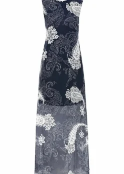 bonprix Bekleidung·Pullover & Strickjacken|Kleider|Langes Chiffonkleid dunkelblau paisley