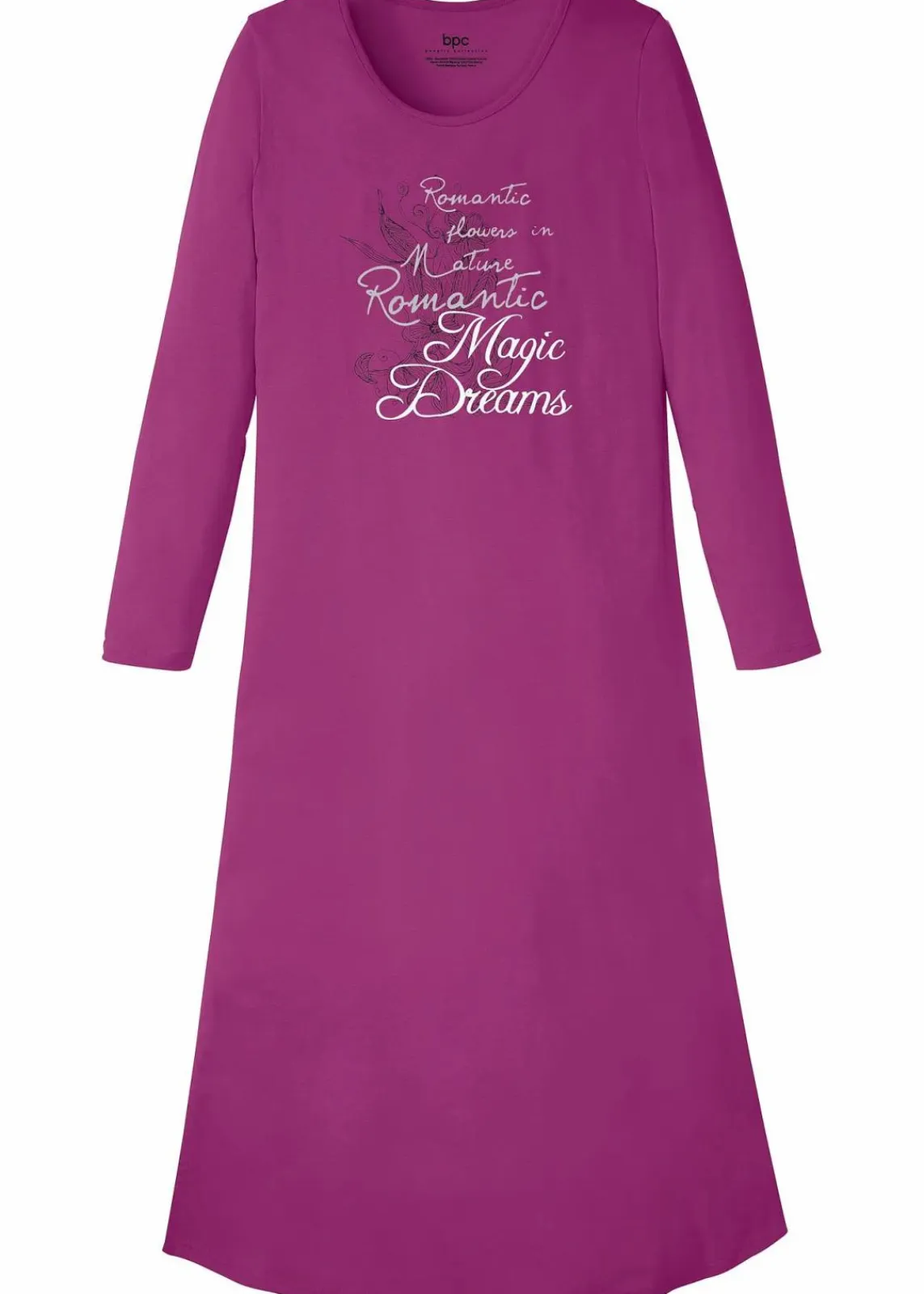 bonprix Nachtwäsche|Wäsche·Nachtwäsche|Langes Nachthemd aus reiner Bio-Baumwolle violettorchidee bedruckt