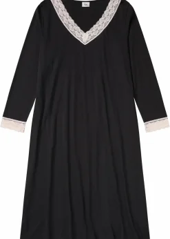bonprix Wäsche·Basics|Wäsche·Nachtwäsche|Langes Nachthemd aus softem Viskose-Mix schwarz