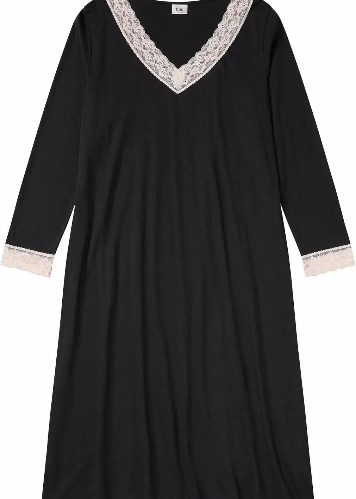 bonprix Wäsche·Basics|Wäsche·Nachtwäsche|Langes Nachthemd aus softem Viskose-Mix schwarz