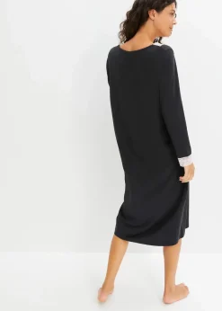 bonprix Wäsche·Basics|Wäsche·Nachtwäsche|Langes Nachthemd aus softem Viskose-Mix schwarz