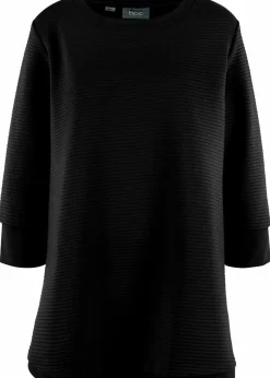 bonprix Sweat|Bekleidung·Blusen & Tuniken|Langes Sweatshirt mit Viskose schwarz