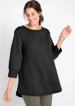 bonprix Sweat|Bekleidung·Blusen & Tuniken|Langes Sweatshirt mit Viskose schwarz