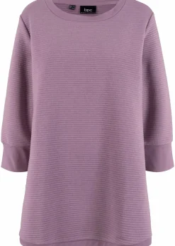bonprix Bekleidung·Blusen & Tuniken|Sweat|Langes Sweatshirt mit Viskose mattlavendel