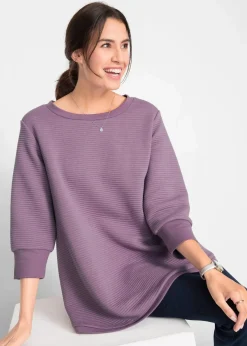 bonprix Bekleidung·Blusen & Tuniken|Sweat|Langes Sweatshirt mit Viskose mattlavendel