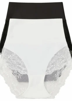 bonprix Höschen|Shapewear|Lasercut Shape Panty mit ​mittlerer Formkraft (2er Pack) cremeweiß + schwarz
