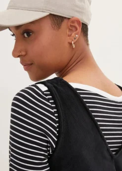 bonprix Bekleidung·Pullover & Strickjacken|Kleider|Latzkleid aus Jerseycord schwarz