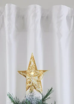 bonprix Vorhänge|Weihnachtsdeko & -Textilien·Gardinen|LED Vorhang mit Weihnachtsbaum Druck (1er Pack) weiß/grün/gold