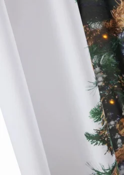 bonprix Vorhänge|Weihnachtsdeko & -Textilien·Gardinen|LED Vorhang mit Weihnachtsbaum Druck (1er Pack) weiß/grün/gold