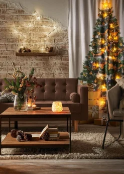 bonprix Vorhänge|Weihnachtsdeko & -Textilien·Gardinen|LED Vorhang mit Weihnachtsbaum Druck (1er Pack) weiß/grün/gold