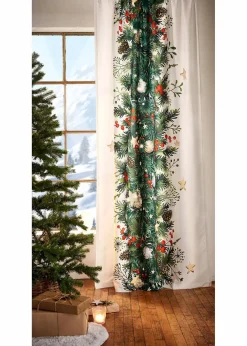bonprix Vorhänge|Weihnachtsdeko & -Textilien·Gardinen|LED Vorhang mit weihnachtlichem Druck (1er Pack) weiss/bunt
