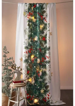 bonprix Vorhänge|Weihnachtsdeko & -Textilien·Gardinen|LED Vorhang mit weihnachtlichem Druck (1er Pack) weiss/bunt