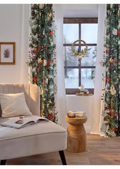 bonprix Vorhänge|Weihnachtsdeko & -Textilien·Gardinen|LED Vorhang mit weihnachtlichem Druck (1er Pack) weiss/bunt
