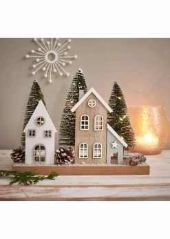 bonprix Sehr Beliebt|Wohnaccessoires|LED-Deko-Objekt Häuser und Tannen natur