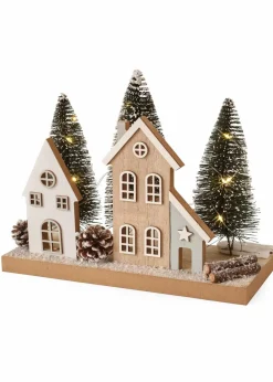bonprix Sehr Beliebt|Wohnaccessoires|LED-Deko-Objekt Häuser und Tannen natur