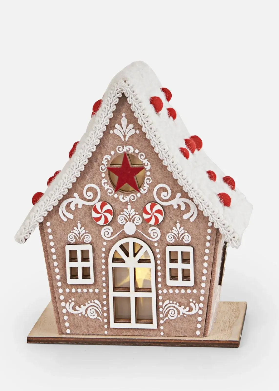 bonprix Wohnaccessoires|Weihnachtsdeko & -Textilien·Beleuchtung|LED-Deko-Objekt in Lebkuchenhaus Form hellbraun/weiß