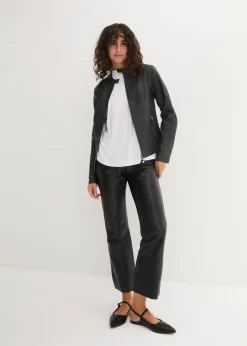 bonprix Bekleidung·Hosen|Jacken & Mäntel|Lederimitat Biker-Jacke schwarz