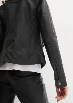bonprix Bekleidung·Hosen|Jacken & Mäntel|Lederimitat Biker-Jacke schwarz