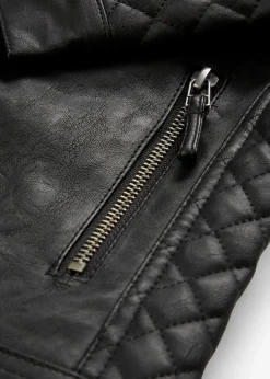 bonprix Bekleidung·Hosen|Jacken & Mäntel|Lederimitat Biker-Jacke schwarz