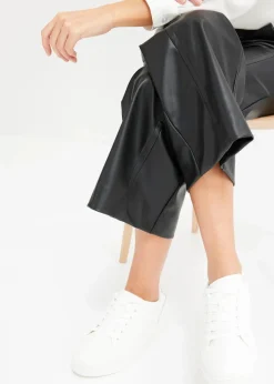 bonprix Bekleidung·Kleider|Hosen|Lederimitat Culotte schwarz