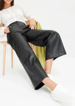 bonprix Bekleidung·Kleider|Hosen|Lederimitat Culotte schwarz