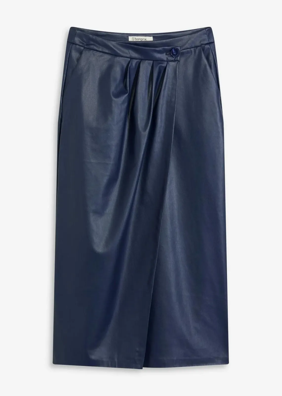 bonprix Bekleidung·Sportbekleidung|Röcke|Lederimitat Midi-Wickelrock dunkelblau