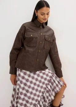 Lederimitat-Hemd in Used-Optik|bonprix New